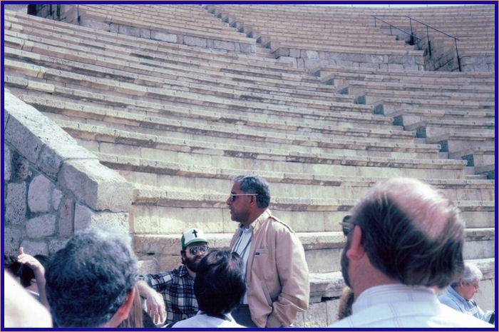 Our tour guide telling us about the history of the Amphitheater